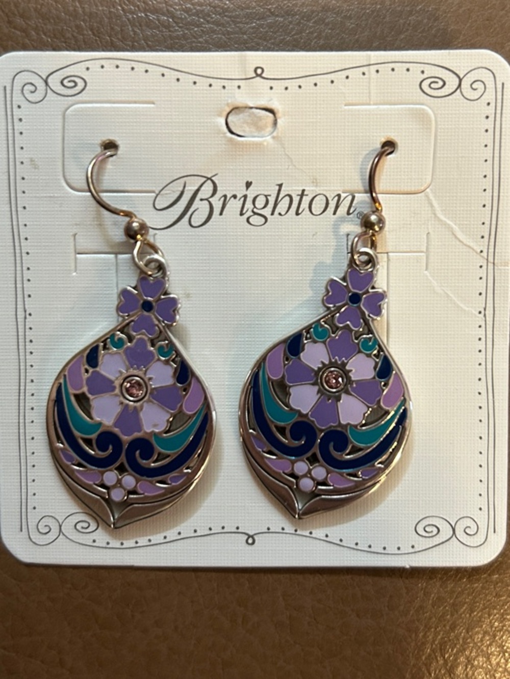 Brighton Purple & Teal Floral Drop Earrings